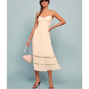 Reformation off white/ cream midi dress NWT